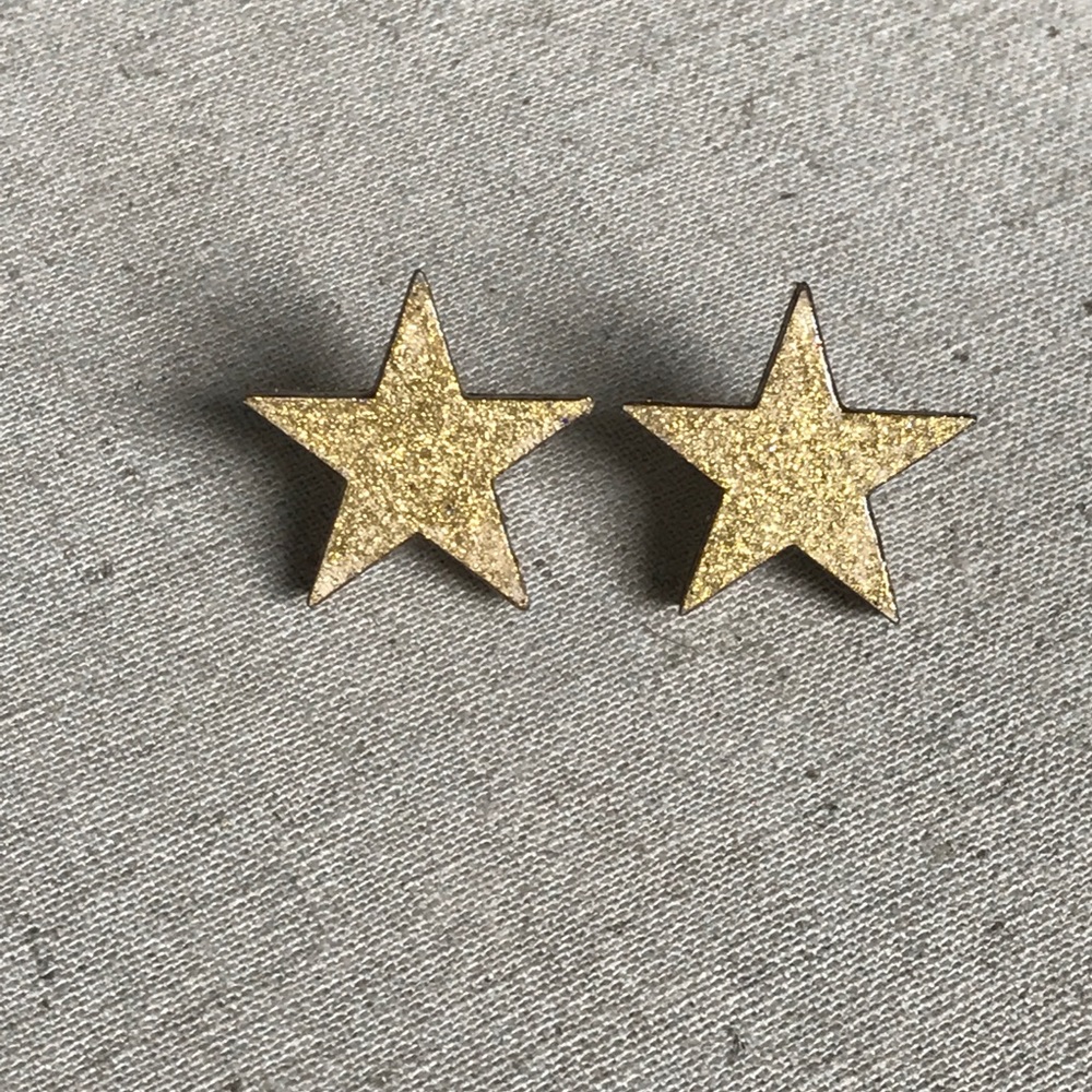 Gold Star Glitter Earrings 4th of July